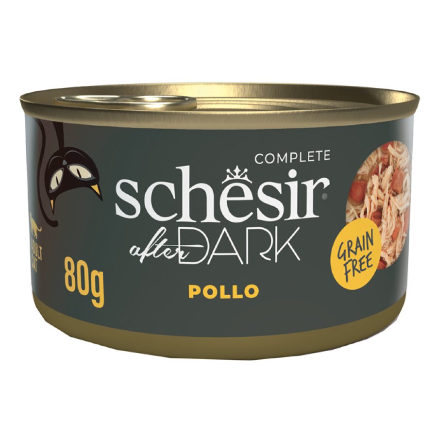 SCHESIR GATTO AFTER DARK GRAIN FREE BRODO ADULT POLLO 80GR (lattina)