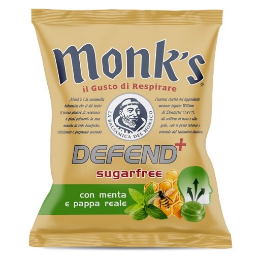 Monk's Defend+ Sugarfree, Caramelle Senza Zucchero, 46g
