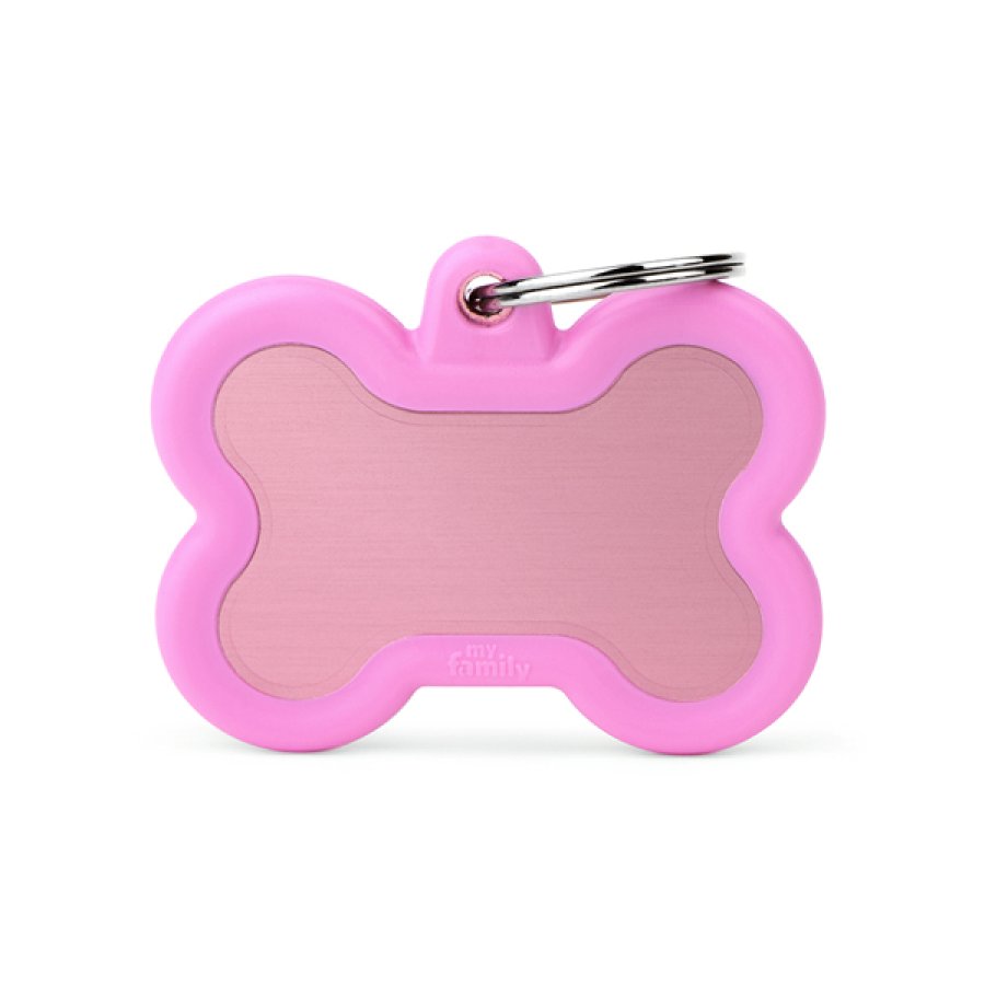MY FAMILY MEDAGLIETTA OSSO ALLUMINIO/GOMMA ROSA (REF. HTA01PINK)