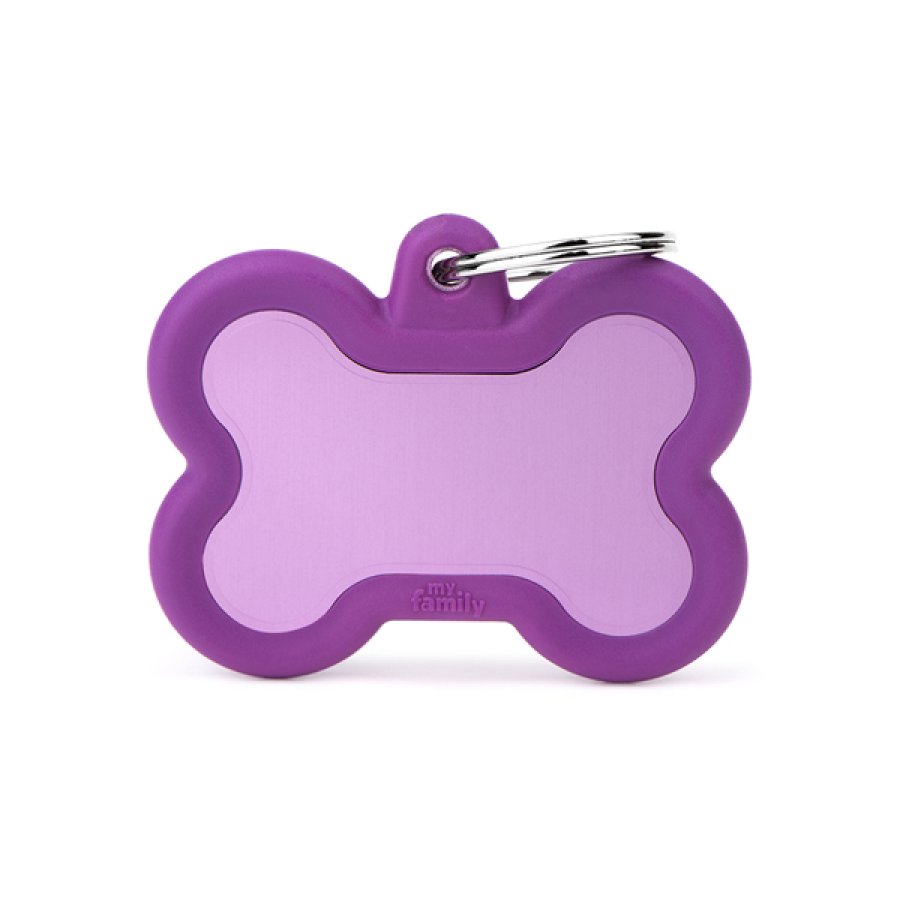 MY FAMILY MEDAGLIETTA OSSO ALLUMINIO/GOMMA VIOLA (REF. HTA01PURPLE)