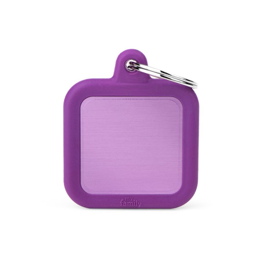 MY FAMILY MEDAGLIETTA QUADRATO ALLUMINIO/GOMMA VIOLA (REF. HTA03PURPLE)