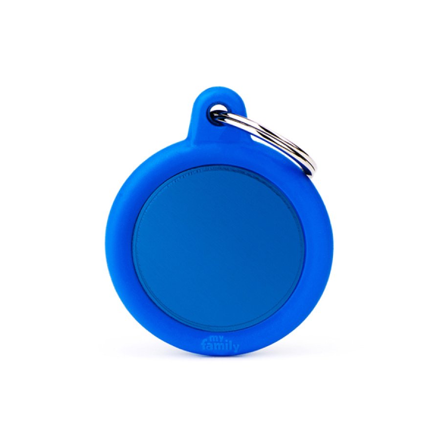 MY FAMILY MEDAGLIETTA CERCHIO ALLUMINIO/GOMMA BLU (REF. HTA04BLUE)