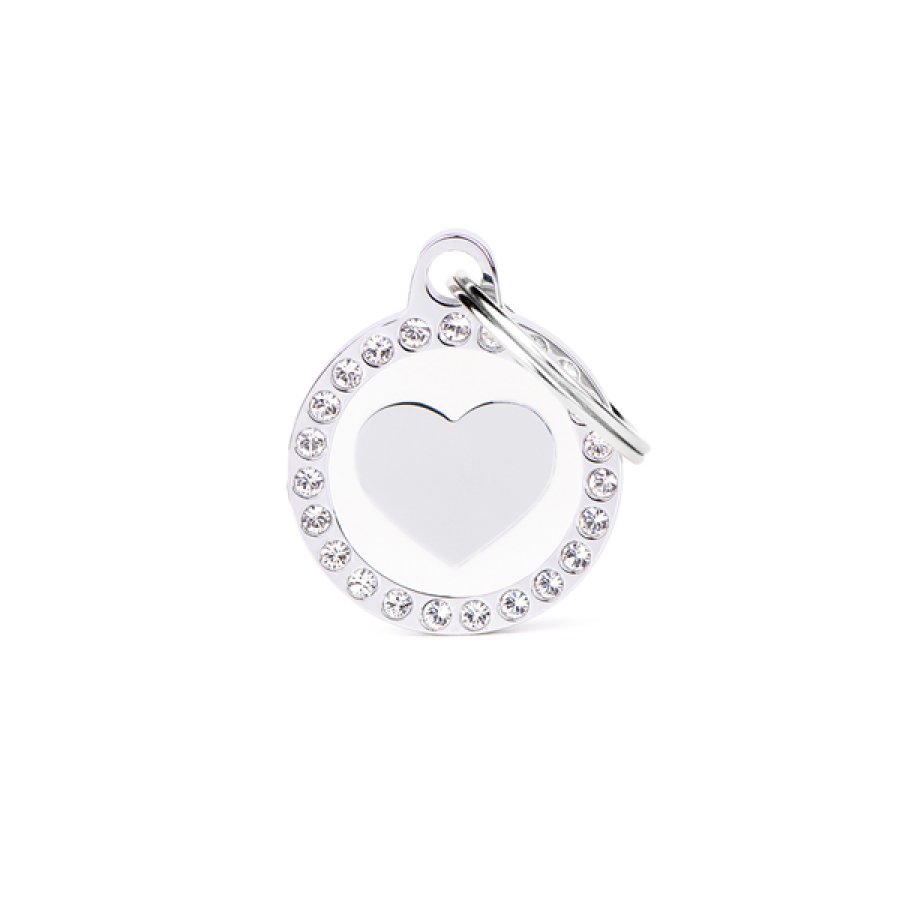 MY FAMILY MEDAGLIETTA CERCHIO (S) BIANCO CUORE STRASS (REF. BH27GM02)