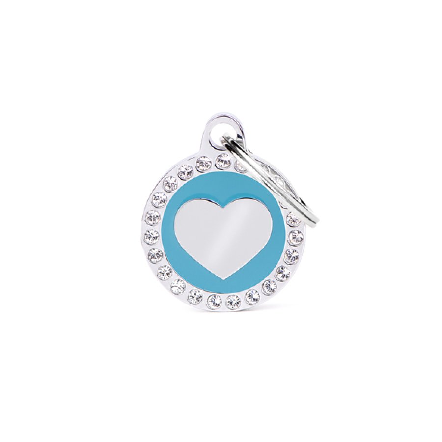MY FAMILY MEDAGLIETTA CERCHIO (S) AZZURRO CUORE STRASS (REF. BH28GM03)