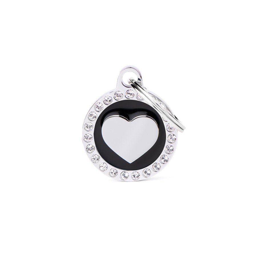 MY FAMILY MEDAGLIETTA CERCHIO (S) NERO CUORE STRASS (REF. BH30GM03)