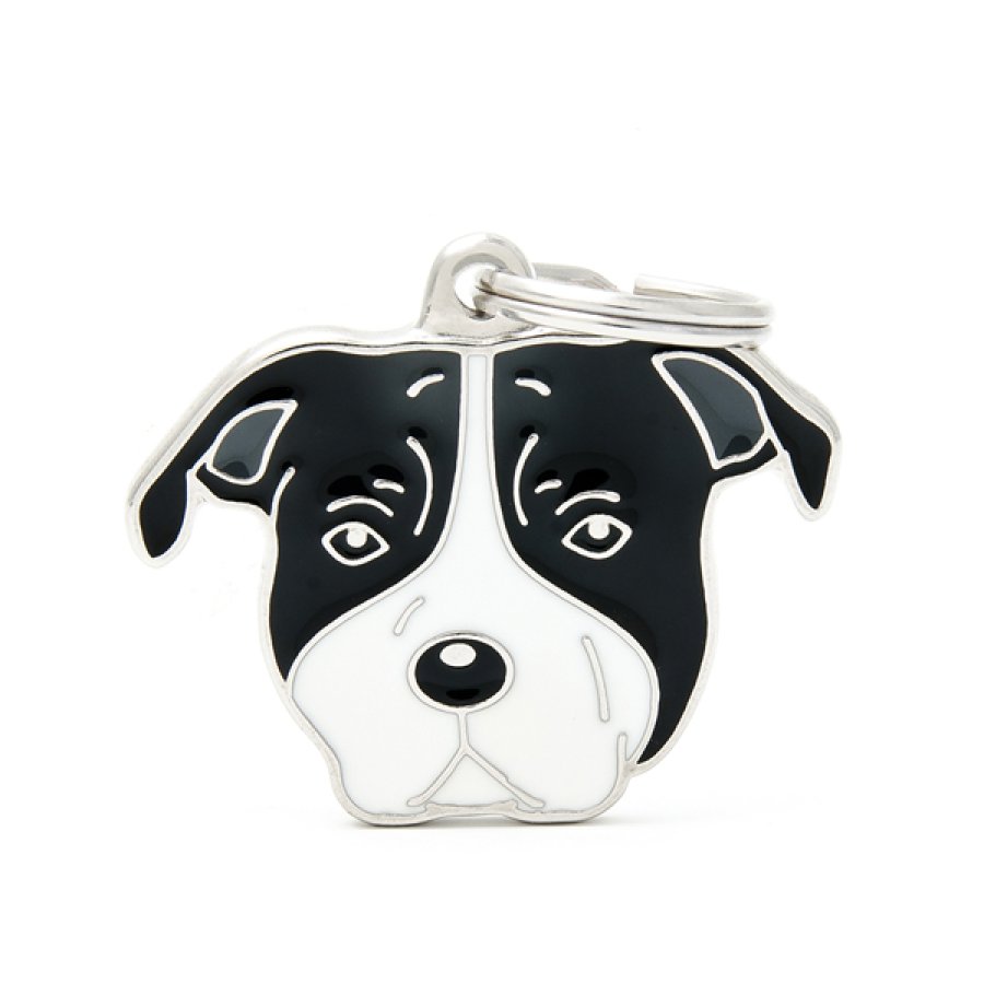 MY FAMILY MEDAGLIETTA AMERICAN STAFFORDSHIRE TERRIER BIANCO/NERO (REF. MF80WHITEBLACK)
