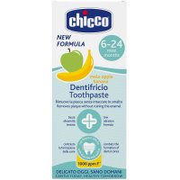 Chicco Dentifricio Mela Banana con Fluoro 6-24 mesi, 50 ml