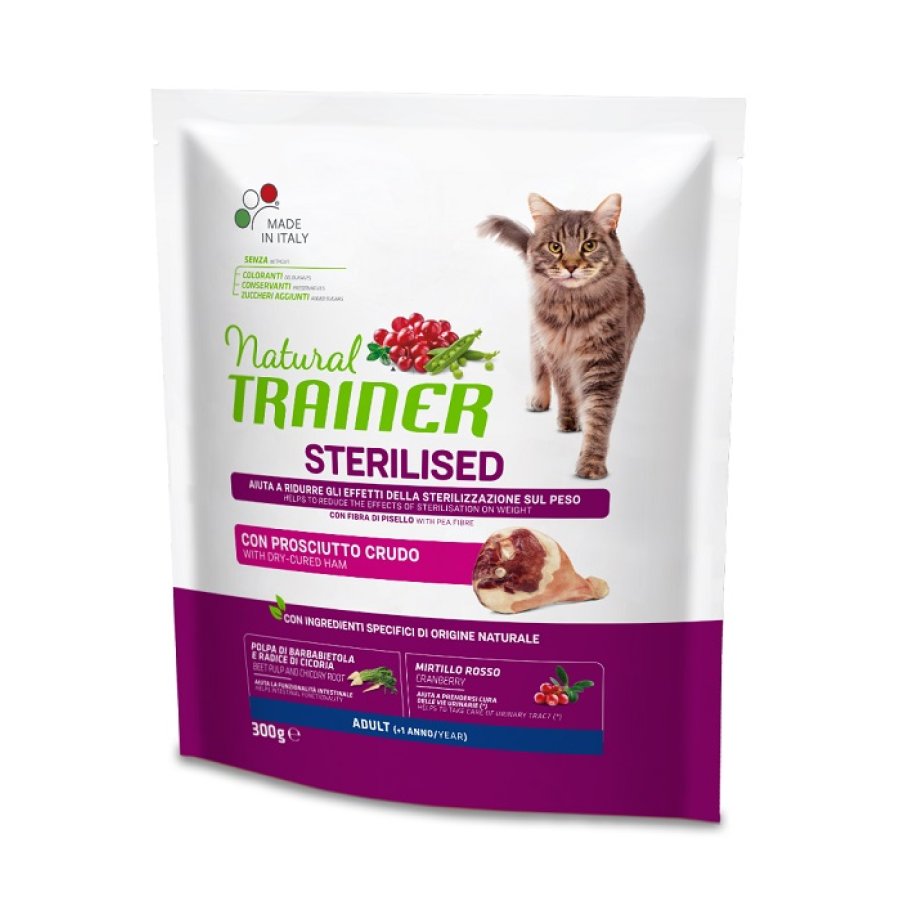 TRAINER NATURAL GATTO STERILISED ADULT PROSCIUTTO 300GR