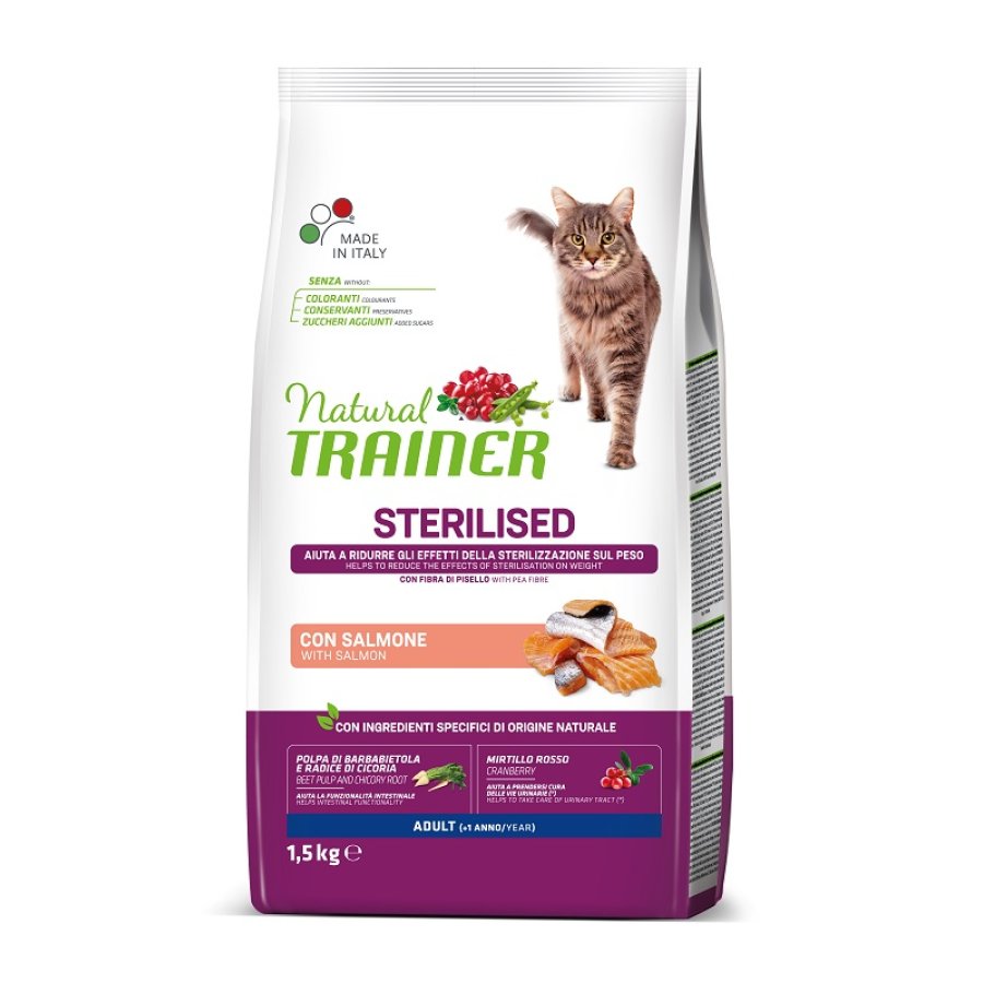 TRAINER NATURAL GATTO STERILISED ADULT SALMONE 1,5KG