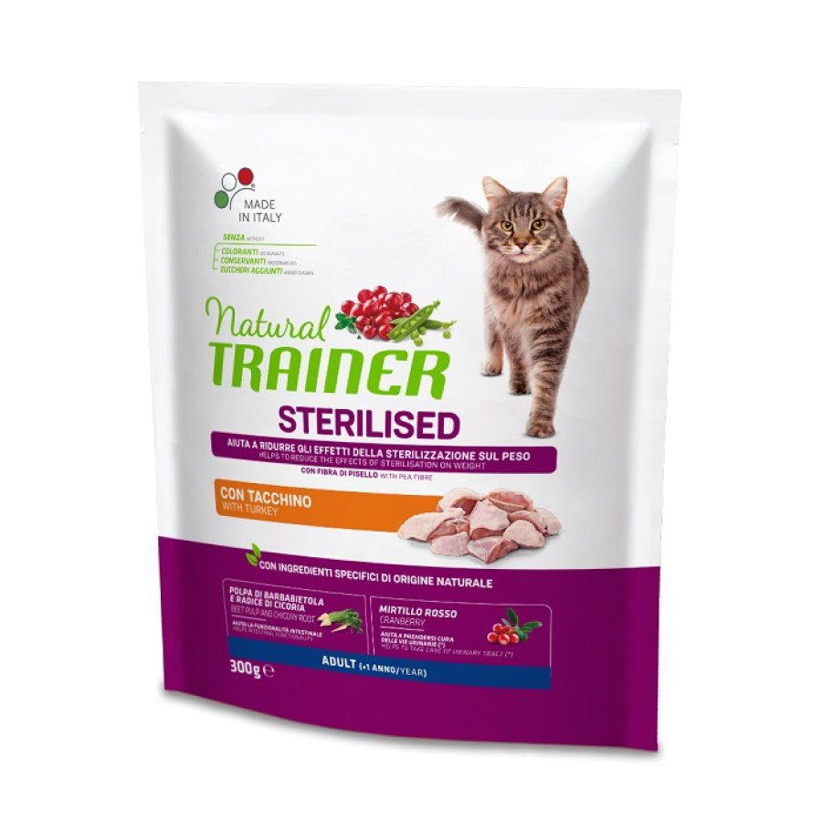 TRAINER NATURAL GATTO STERILISED ADULT TACCHINO 300GR