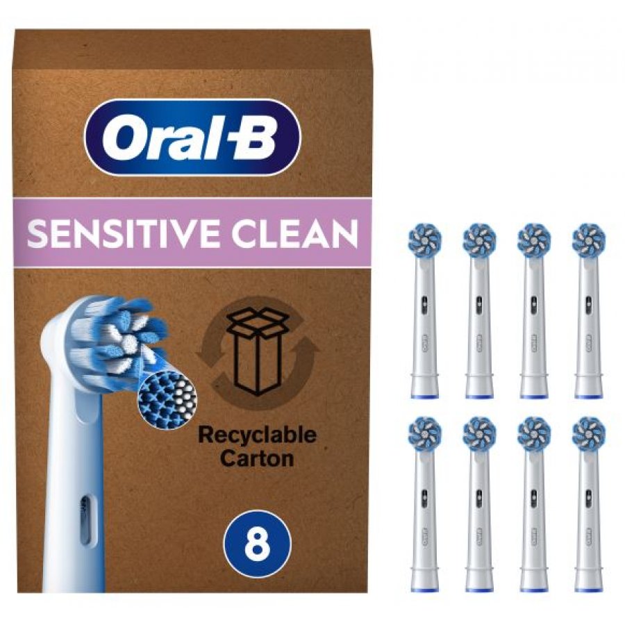 Oral-B Power Refill Sensitive Clean Testine di Ricambio, 8 Pezzi, Setole Morbide per Gengive Sensibili