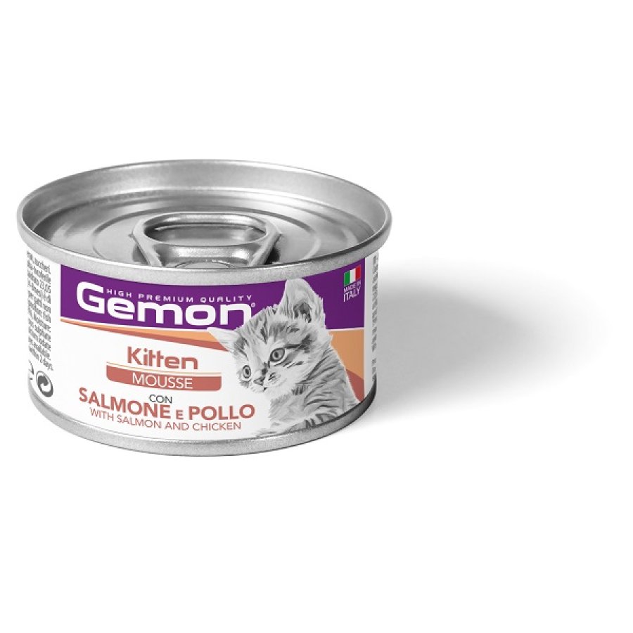 GEMON GATTO KITTEN MOUSSE SALMONE POLLO 85GR (lattina)