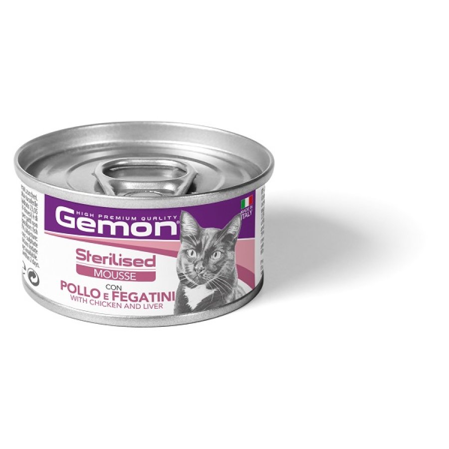 GEMON GATTO STERILISED MOUSSE POLLO FEGATINI 85GR (lattina)