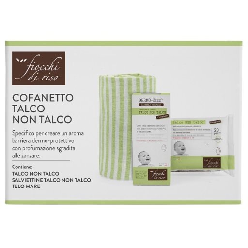 Fiocchi di Riso Talco NON Talco, cofanetto dermo-protettivo con emulsione fluida e salviettine, 120 ml + 20 pezzi Fiocchi di Riso Talco NON Talco, cofanetto dermo-protettivo con emulsione fluida e salviettine, 120 ml + 20 pezzi