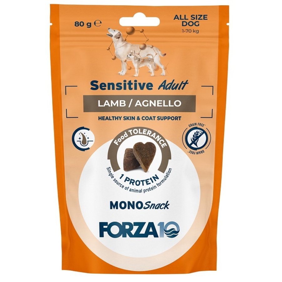 FORZA10 CANE MONO SNACK SENSITIVE ADULT AGNELLO 80GR FORZA10 CANE MONO SNACK SENSITIVE ADULT AGNELLO 80GR