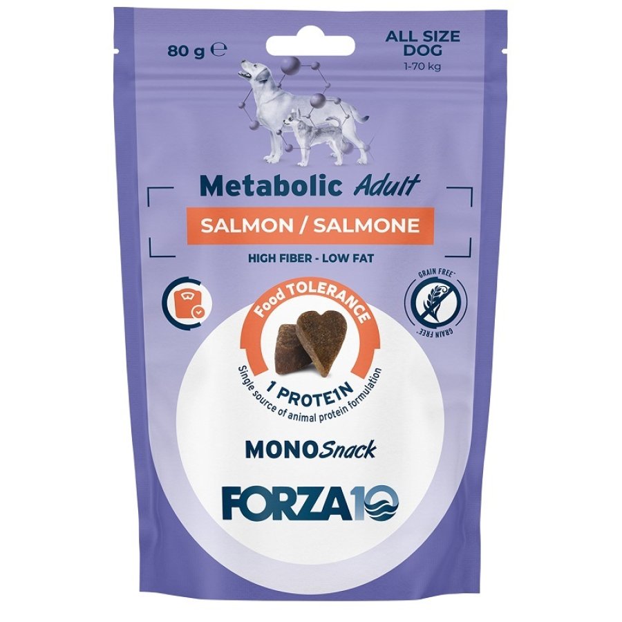 FORZA10 CANE MONO SNACK METABOLIC ADULT SALMONE 80GR FORZA10 CANE MONO SNACK METABOLIC ADULT SALMONE 80GR