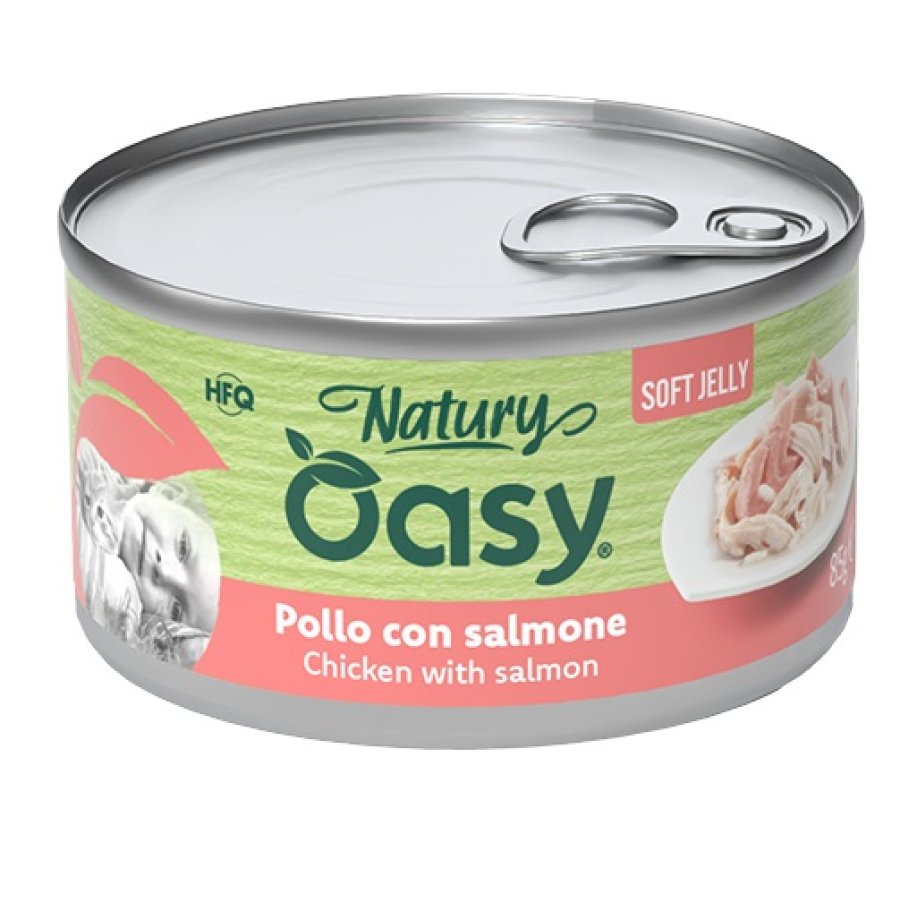 OASY GATTO NATURY SOFT JELLY POLLO SALMONE 150GR (lattina)