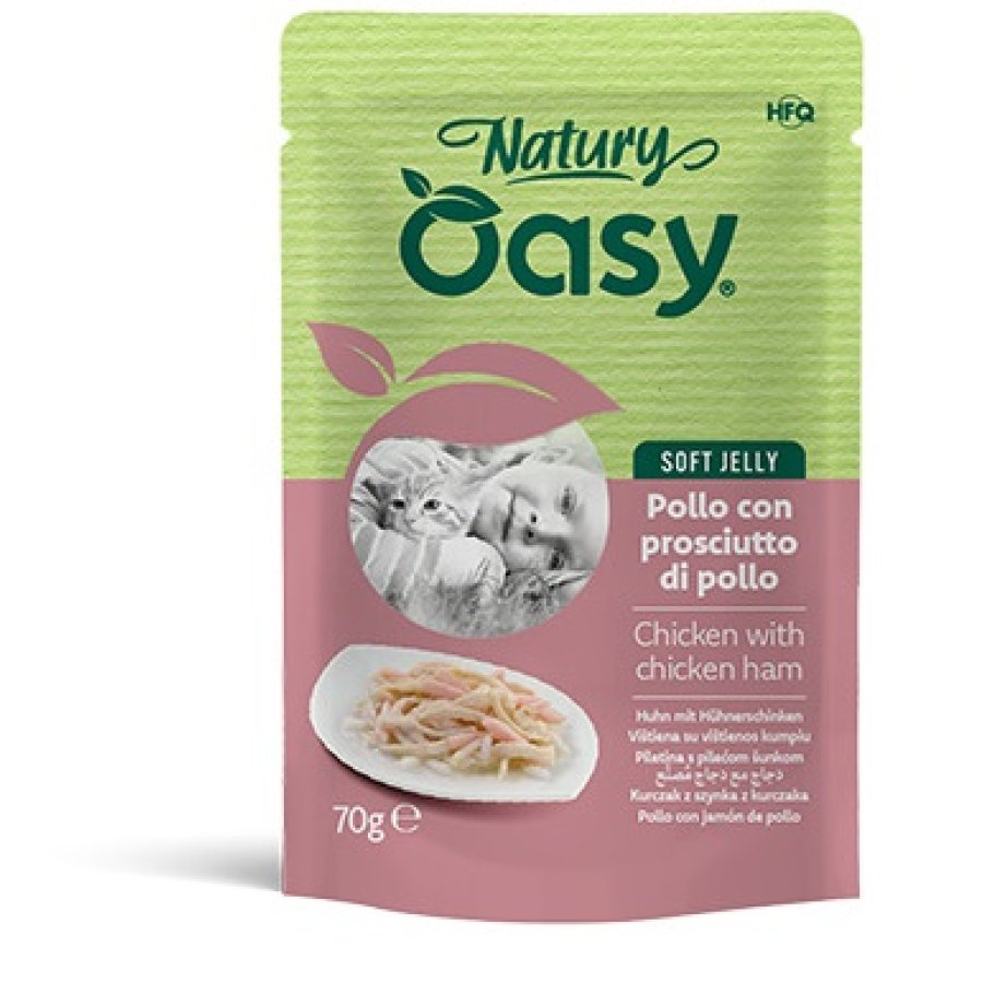 OASY GATTO NATURY SOFT JELLY POLLO CON PROSCIUTTO DI POLLO 70GR (bustina) OASY GATTO NATURY SOFT JELLY POLLO CON PROSCIUTTO DI POLLO 70GR (bustina)