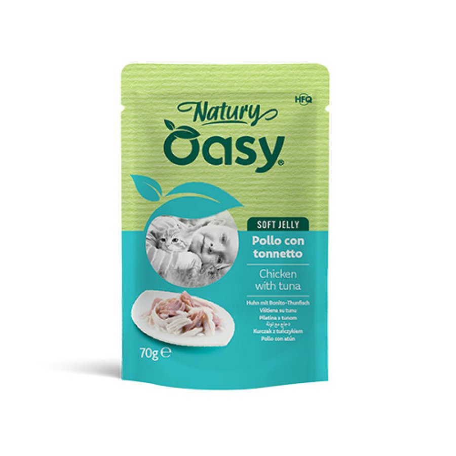 OASY GATTO NATURY SOFT JELLY POLLO TONNETTO 70GR (bustina)