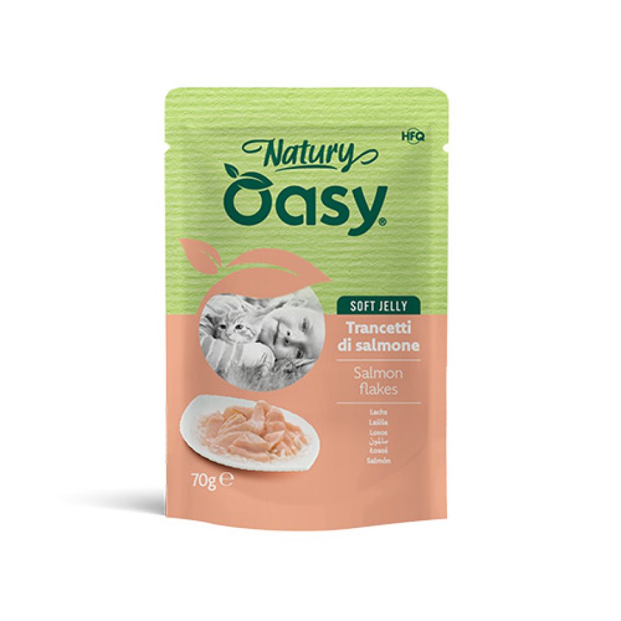 OASY GATTO NATURY SOFT JELLY TRANCETTI SALMONE 70GR (bustina)