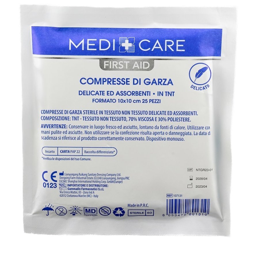 Garza Tnt 10x10cm 25 Pezzi - MedCare - Garze Sterili per Medicazioni