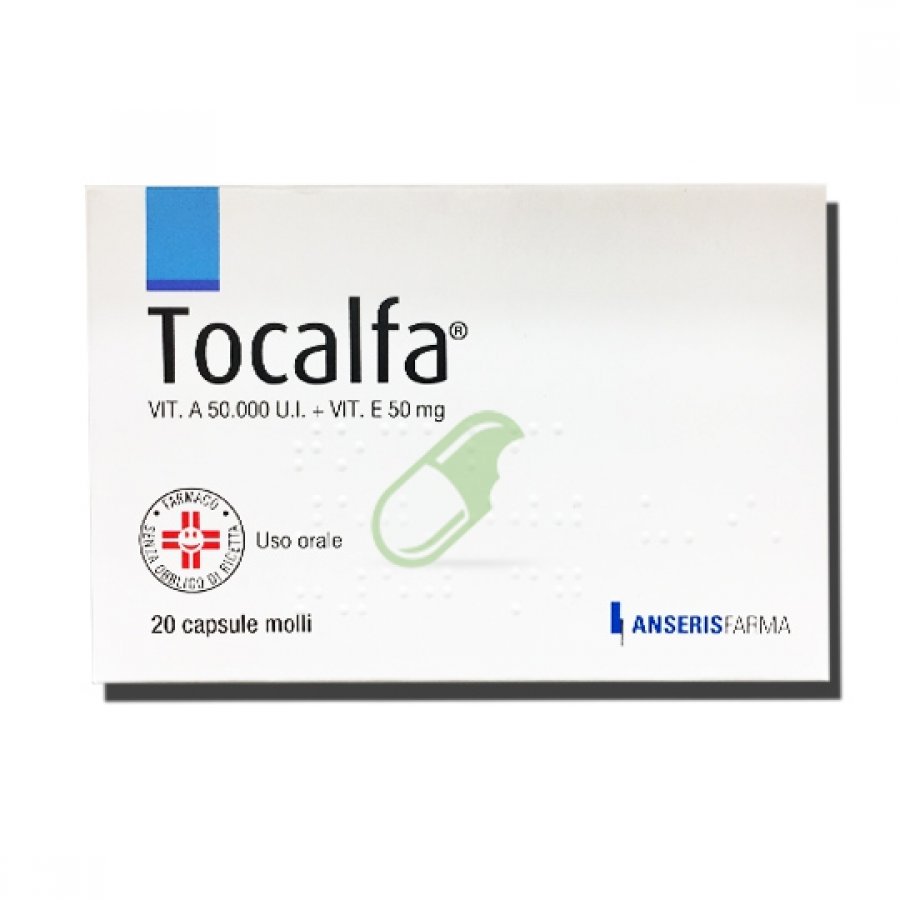 Tocalfa 50.000 Ui + 50mg 20 Capsule Molli - Integratore di Vitamina E e Vitamina C