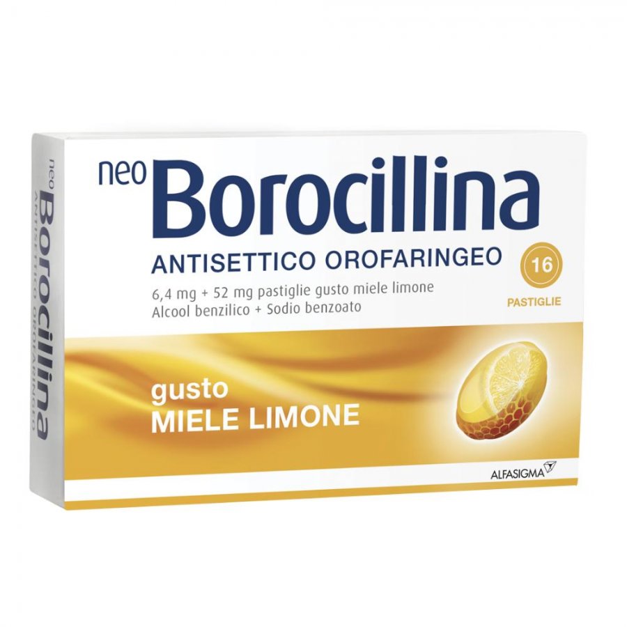 Neoborocillina - Antisettico 16 Pastiglie Gusto Limone e Miele - Rimedio per la Gola Irritata