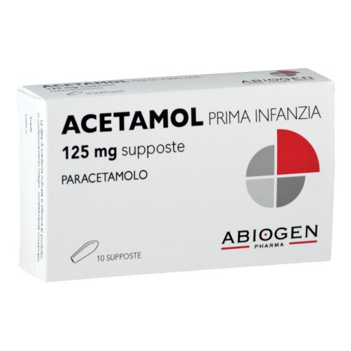 Abiogen Pharma - Acetamol Bambini 10 Supposte 125mg, Trattamento per Febbre e Dolore