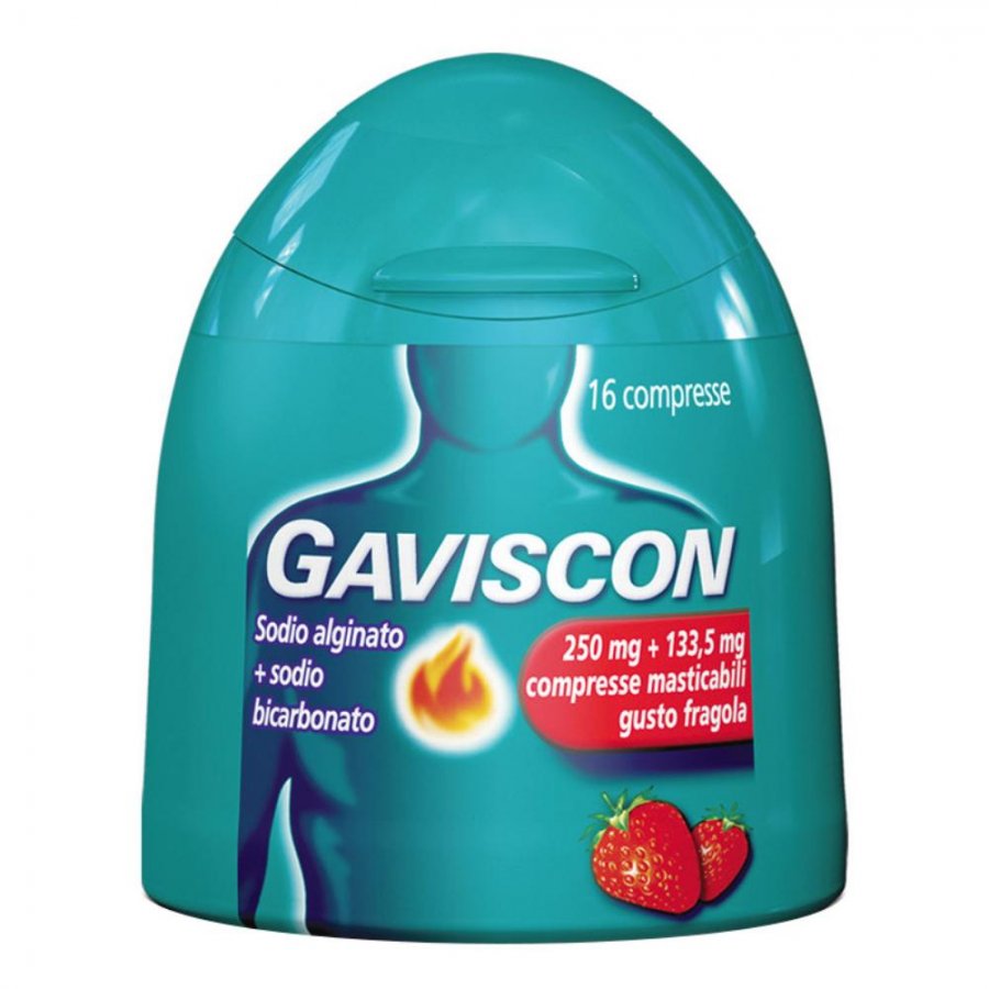Gaviscon - 250+133,5mg 16 Compresse Gusto Fragola, Integratore per il Benessere dello Stomaco