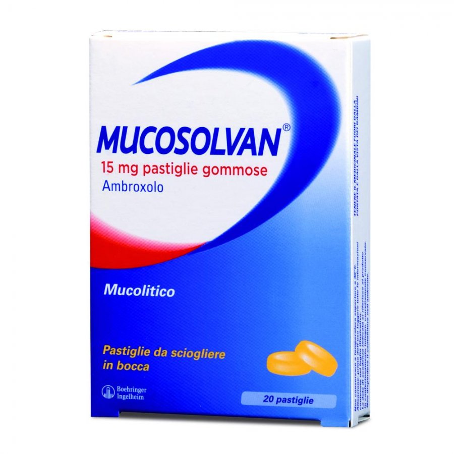 Mucosolvan 15mg Ambroxolo - 20 Pastiglie Gommose per Affezioni Broncopolmonari