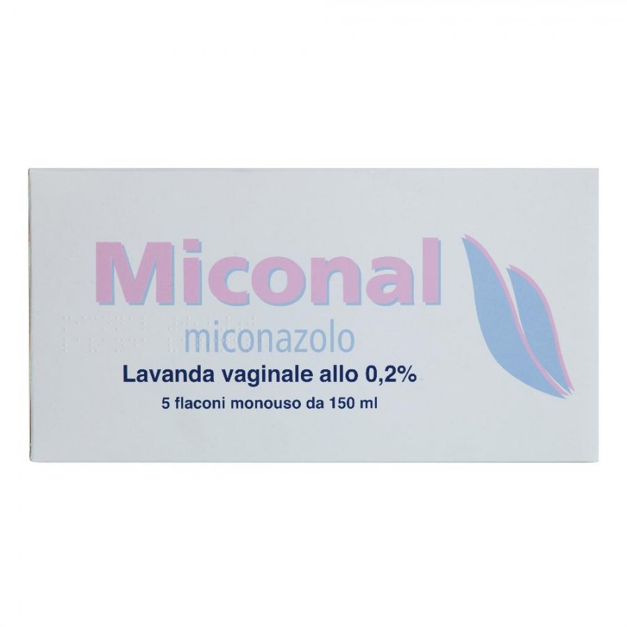 Miconal - Lavanda Vaginale al 2% per il Trattamento della Candida 5 Flaconi Monodose da 150ml - Rimedio Efficace