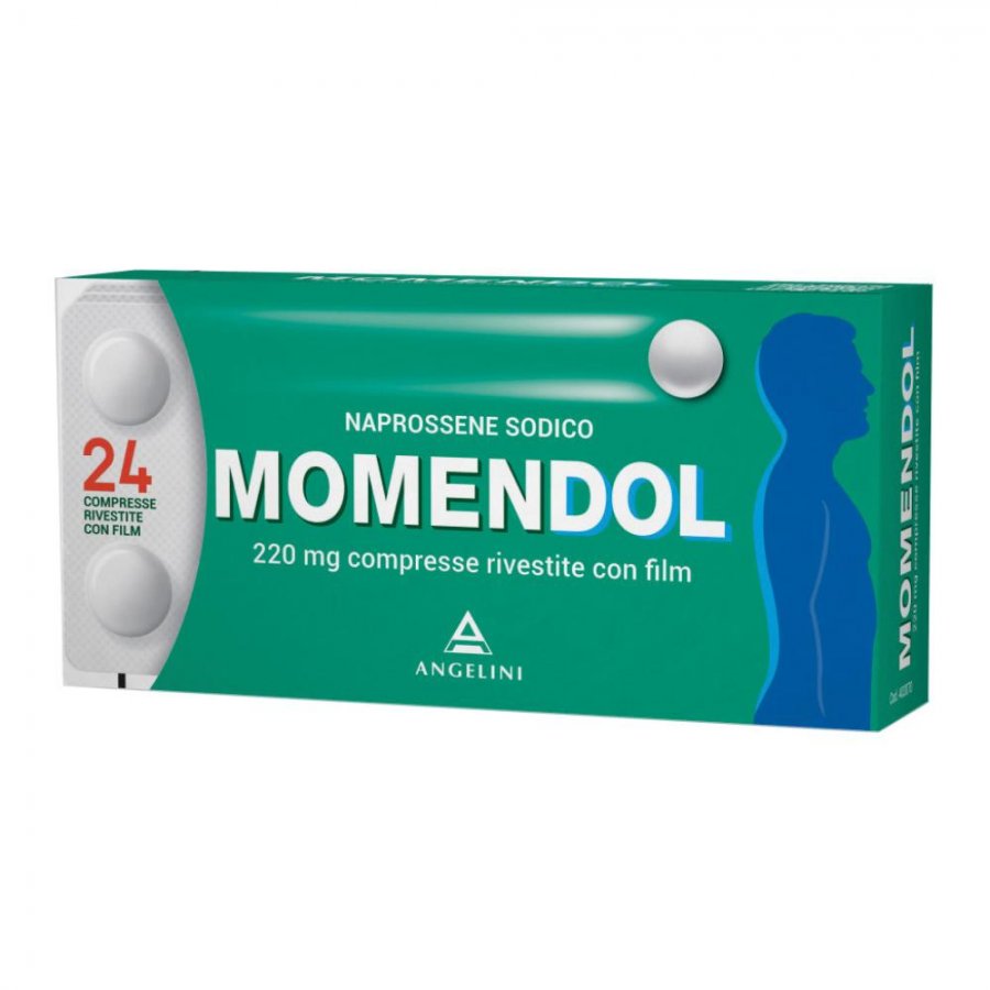 Momendol 24 Compresse Rivestite 220mg - Analgesico Antinfiammatorio - Trattamento per il mal di testa da cervicale
