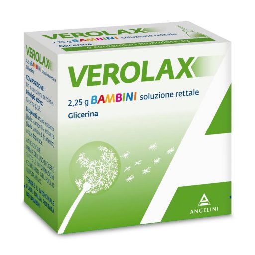 Angelini Verolax Bambini Soluzione Rettale 2,25 gr Glicerina 6 - Lassativo per Stitichezza Occasionale