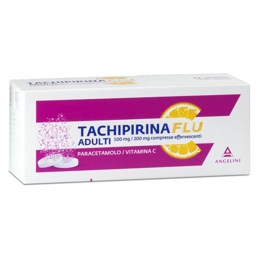 Angelini TachifluActiv Adulti 500+200 mg 12 Compresse Effervescenti - Terapia per Influenza e Febbre