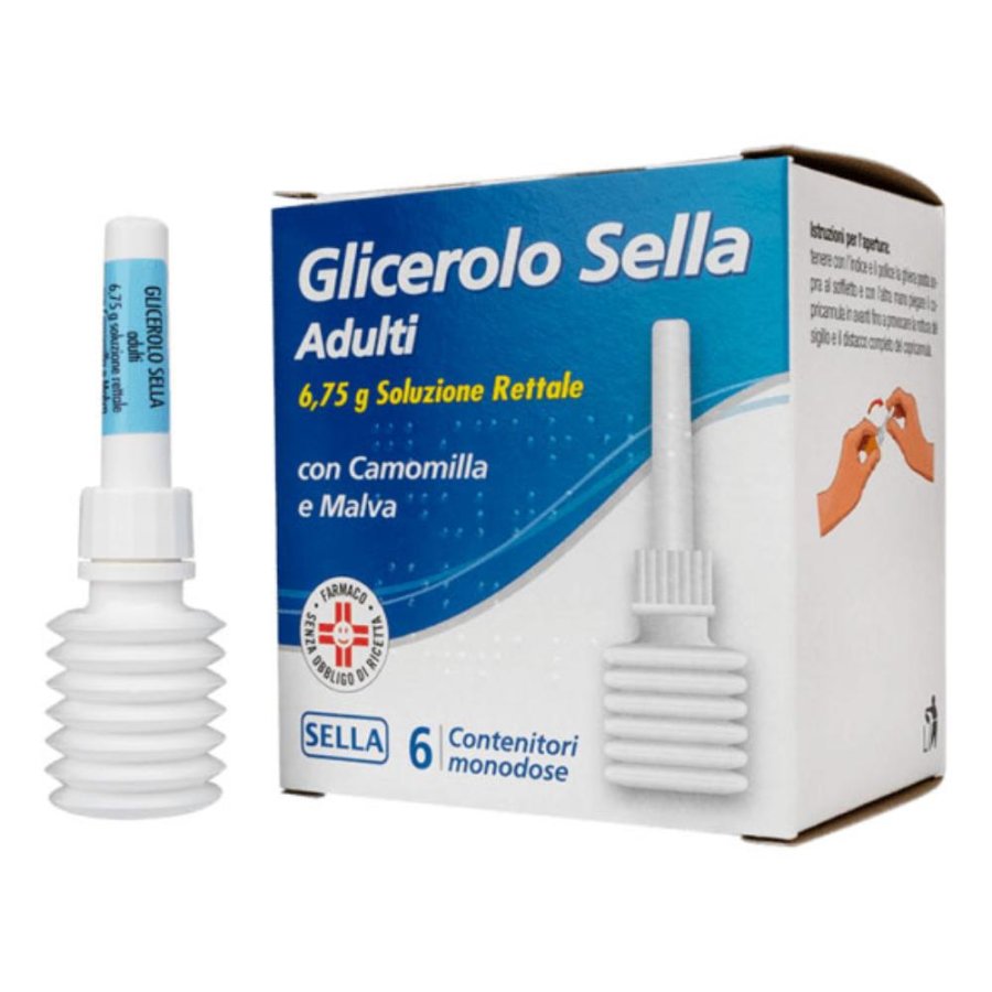Glicerolo Sella Adulti 6 Contenitori Monodose 6,75g Soluzione Rettale Camomilla/Malva - Soluzione rettale per la stitichezza