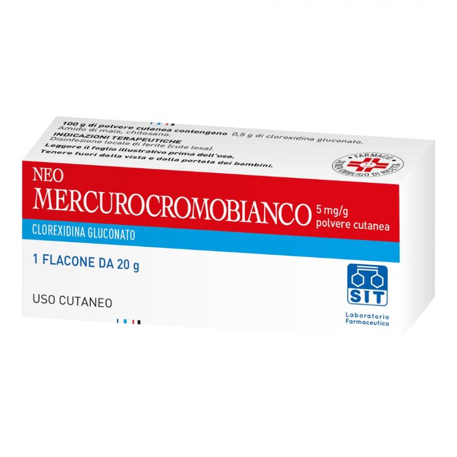 Neomercurocromo Bianco - Polvere Cutanea 20g per Ferite e Piccole Lesioni