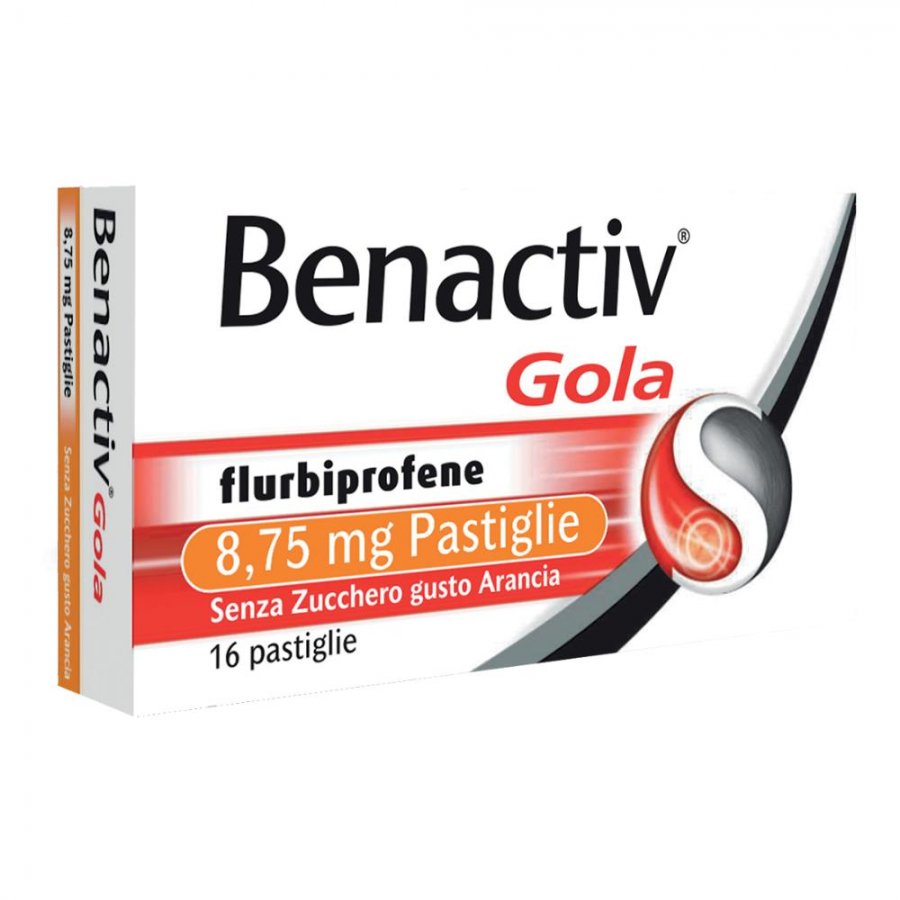 Benactiv Gola - 16 Pastiglie  8,75 Mg - Gusto Arancia Senza Zucchero 