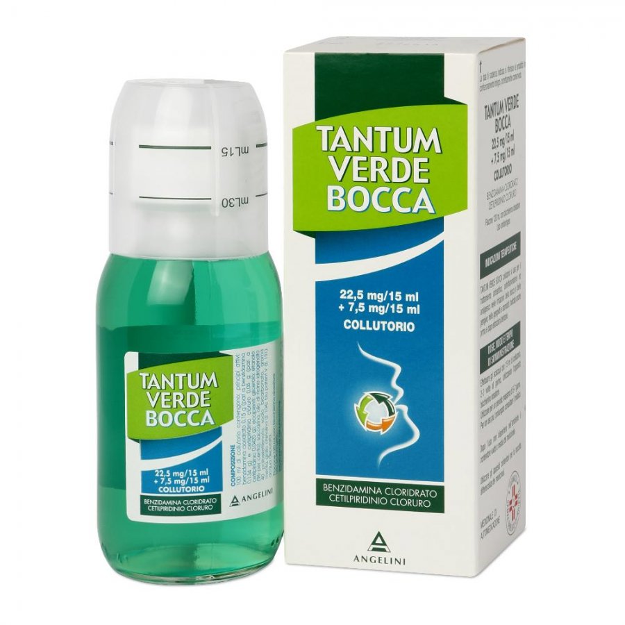 Angelini Tantum Verde Bocca Collutorio 120ml - Trattamento Antisettico ed Antinfiammatorio per Irritazioni della Bocca e delle Gengive
