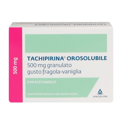 Angelini Tachipirina Orosolubile 500 mg - 12 Bustine, Granulato Gusto Fragola-Vaniglia, Paracetamolo