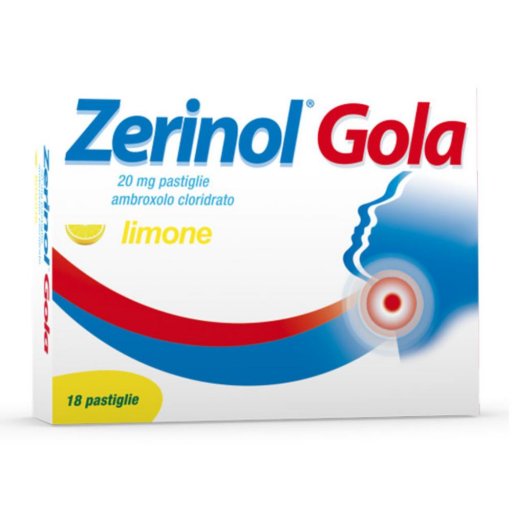 Zerinol Gola Limone 20mg - 18 Pastiglie per il Raffreddore e il Mal di Gola