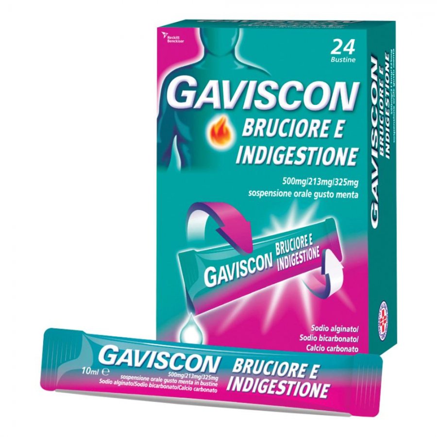 Gaviscon - Bruciore e Indigestione 24 Bustine da 10ml, Integratore per il Benessere Gastrico