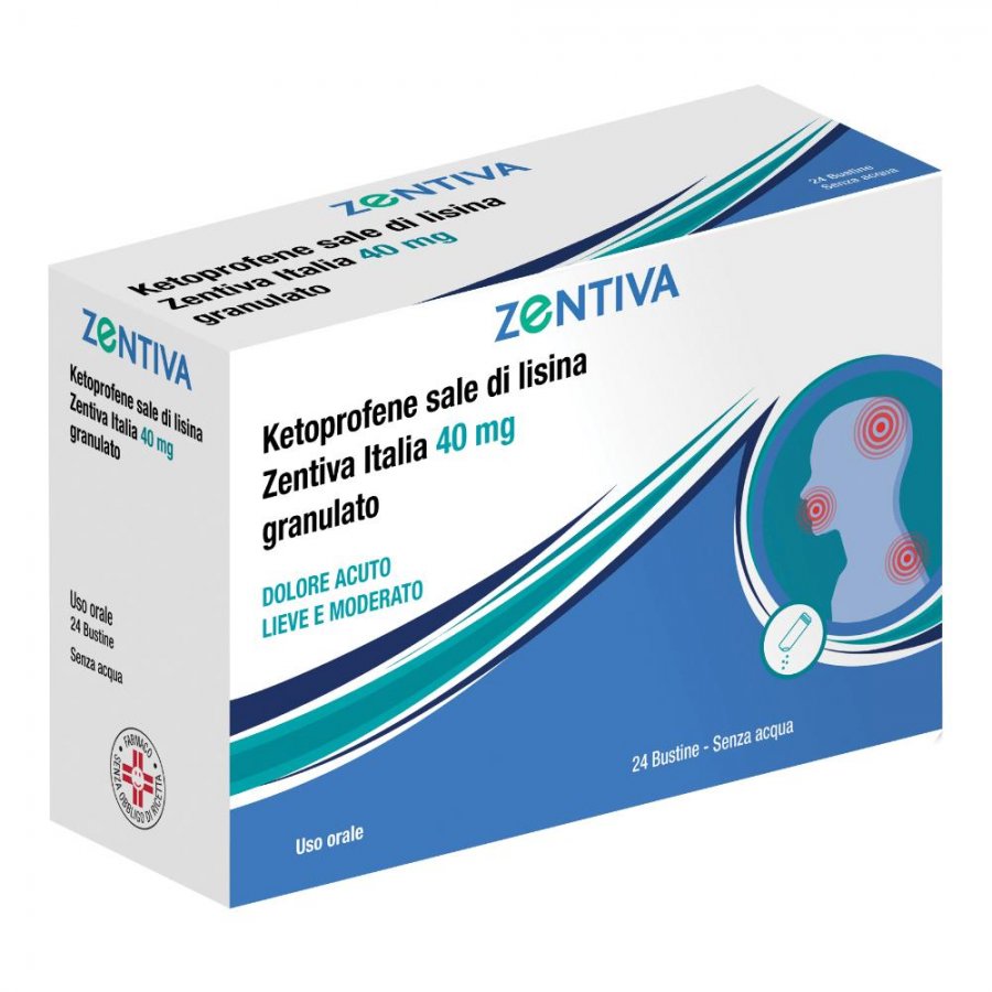 Ketoprofene 40 mg sale di lisina zentiva granulato orale 24 bustine
