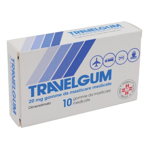 Travelgum 20 mg, 10 gomme