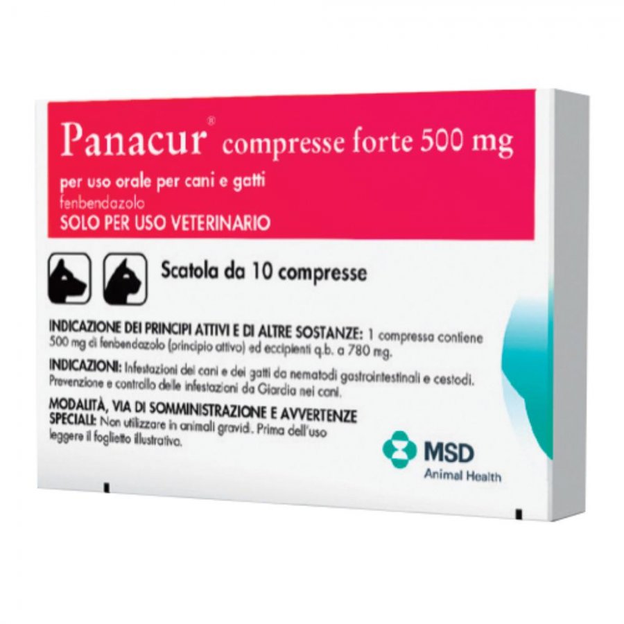 Panacur 500mg 10 Compresse Veterinarie per Cani e Gatti - Trattamento Efficace contro i Vermi Intestinali