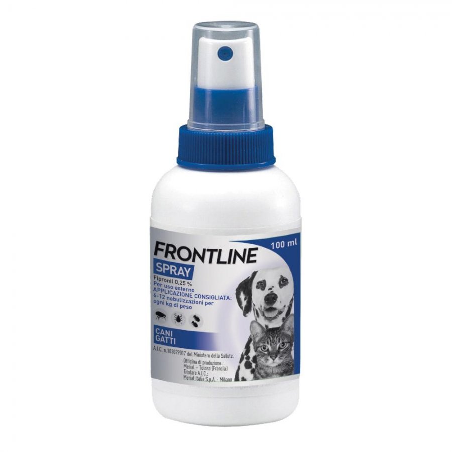 Frontline Spray 100ml - Trattamento e Prevenzione di Zecche, Pulci e Pidocchi per Cani e Gatti