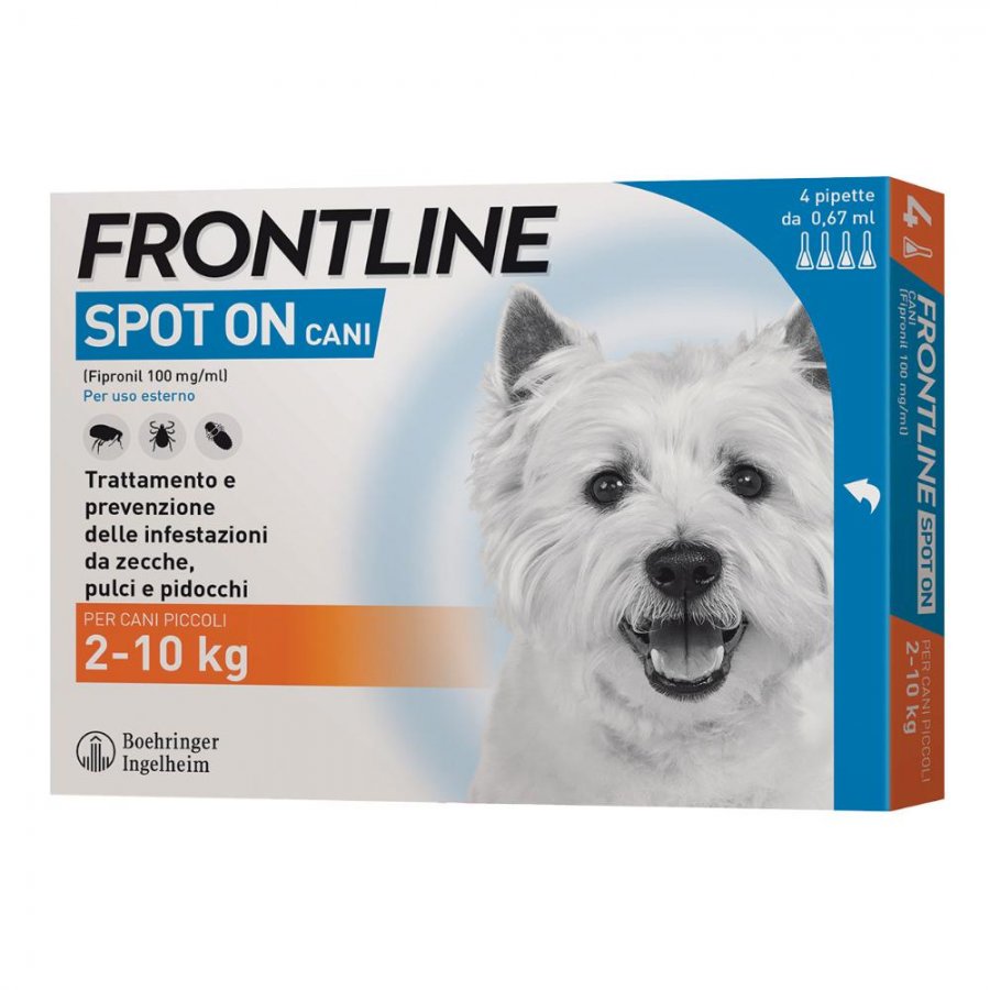 Frontline Spot On Cani 4 Pipette da 0,67ml 2-10kg - Antiparassitario per Cani di Piccola Taglia