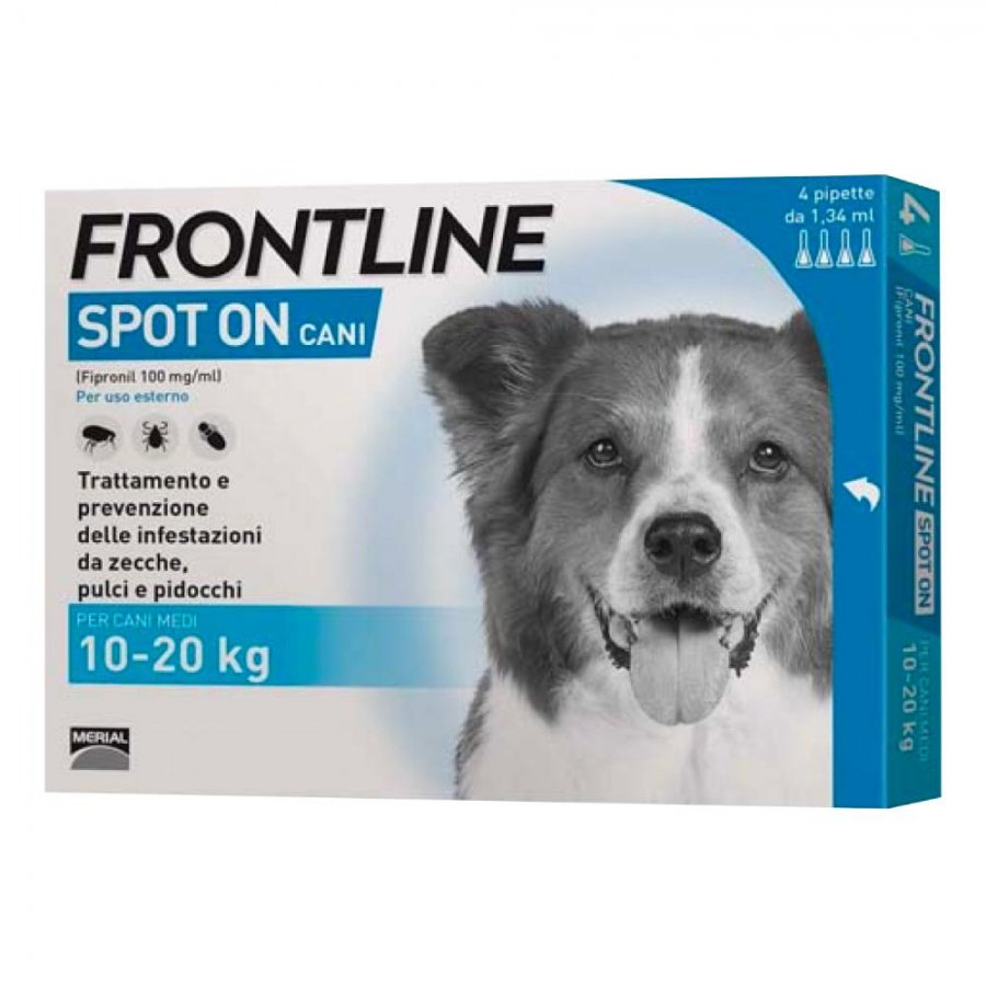 Frontline Spot On Cani 4 Pipette da 1,34ml 10-20kg - Antiparassitario per Cani di Taglia Media