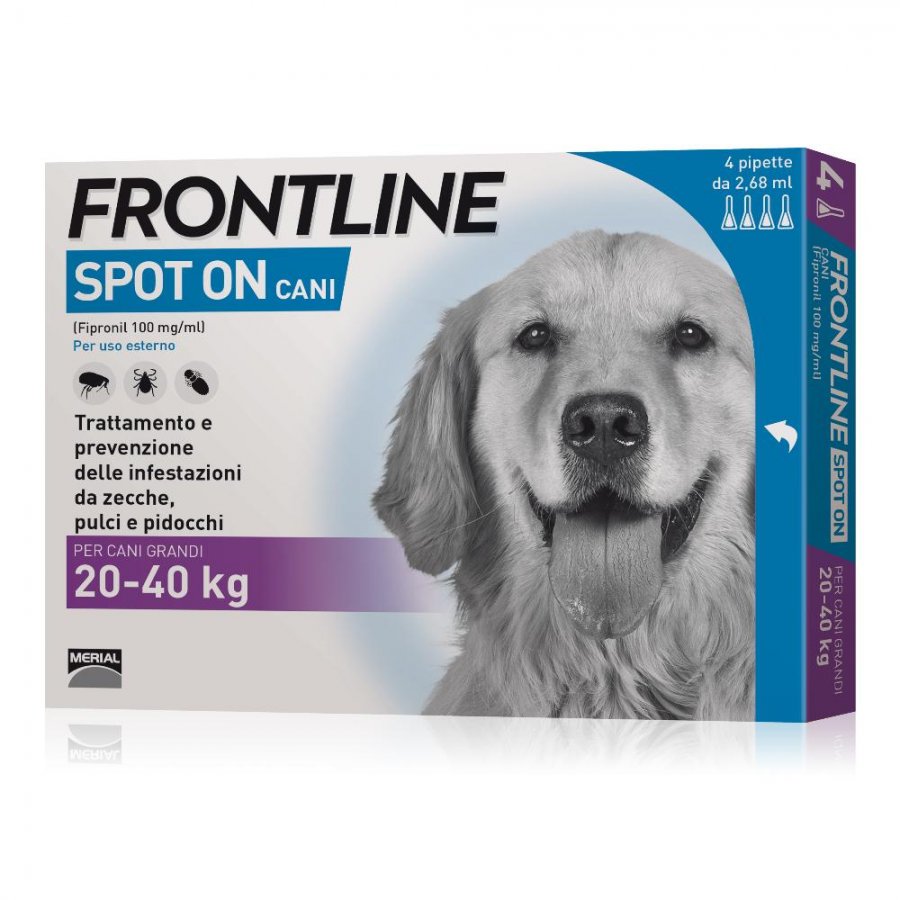 Frontline Spot On Cani 4 Pipette da 2,68ml 20-40kg - Antiparassitario per Cani di Taglia Grande
