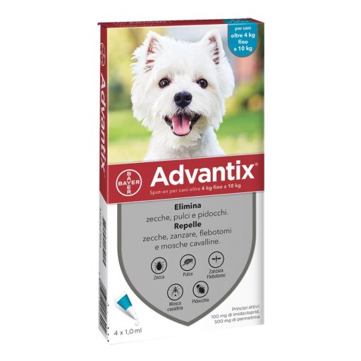 Advantix Spot-On Cani da 4 a 10 Kg 1 Pipetta Monodose - Trattamento e Prevenzione Antiparassitaria