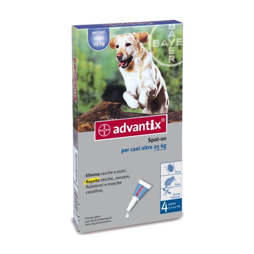 Advantix Spot On per Cani da 25 Kg - Marca XYZ - 4 Pipette da 4 ml - Protezione Antiparassitaria Efficace